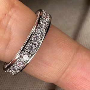 3.78TCW Round Cut diamond Eternity Band Engagement Ring 14K White Gold